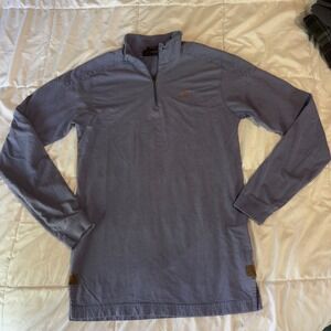 Ariat Western Quarter Zip Pullover Long Sleeved Blue Embroidered Logo Mock Neck